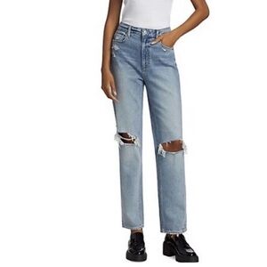 PAIGE Denim Jeans Noella Soft Destructed High-Rise Relaxed Straight Leg